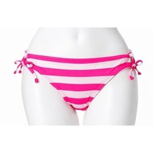 Arizona Jean Co Bikini Bottom Medium Pink White Striped Side Tie NWT